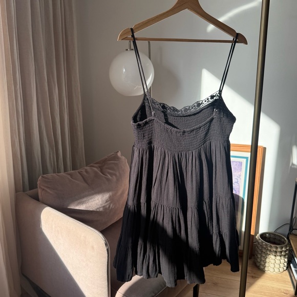 Lace Chiffon Mini Dress Black Zara M NWT - Picture 9 of 12